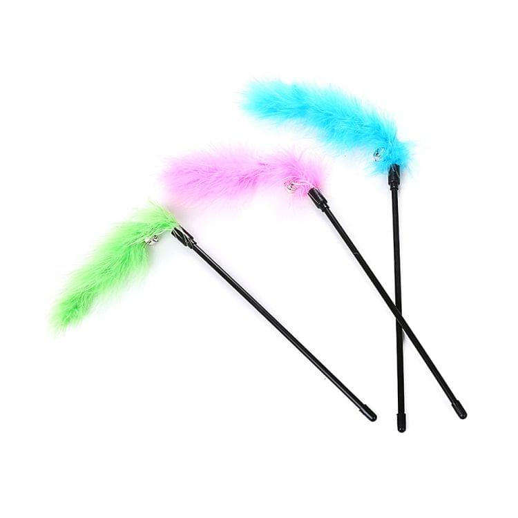 Pet Interactive Toy Colorful Feathers Tease Cat Stick Interactive Cat Toy Feather Toys Pet Supplies(Random Color Delivery)