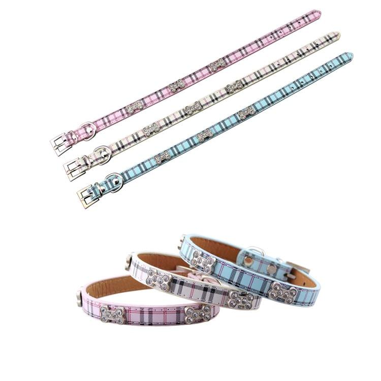 PU Leather with Bone Designs Pet Dog Collar Pet Products, Size: M, 2 * 42cm(Beige)