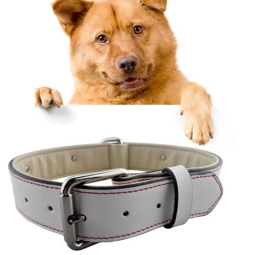 Leather Red Silk Suture with Alloy Skull Designs Pet Dog Collar Pet Products Big Dog Collar, Size: XXL, 3.5 * 70cm(White)