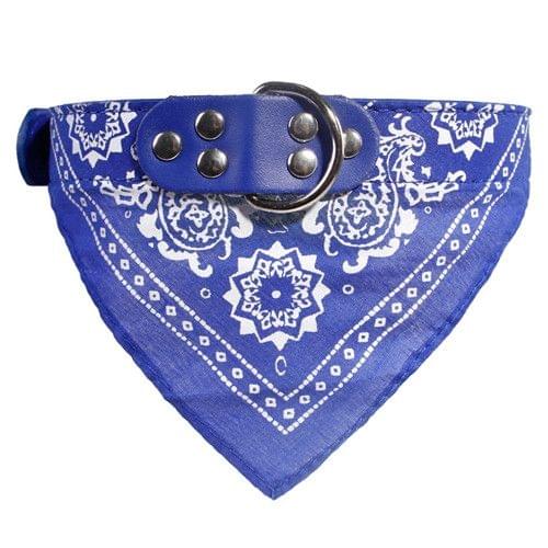 Adjustable Dog Bandana Leather Printed Soft Scarf Collar Neckerchief for Puppy Pet, Size:M(Blue)