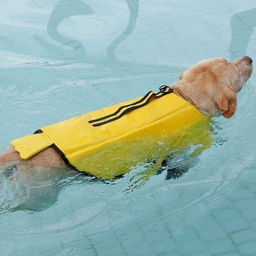 Doglemi Cute Pet Saver Dog Reflective Stripes Life Vest Jacket for Swimming Boating Surfing (Size:XL)(Yellow)