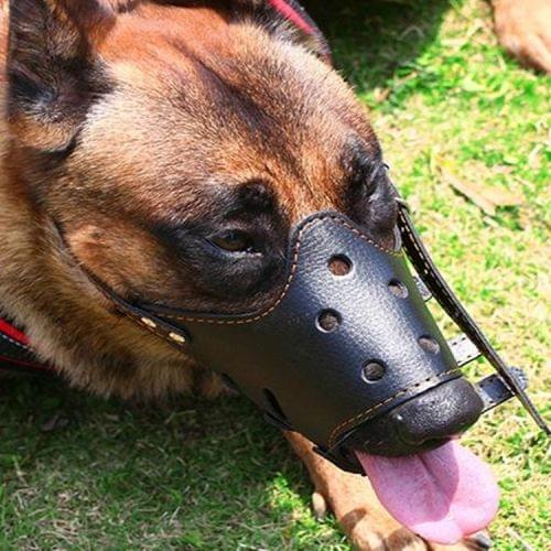 Pet Supplies Dog Mouth Cover PU Anti-bite Anti-calling Large Dog Mask, Size:S(Black)