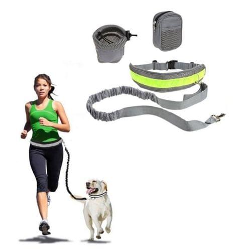 Retractable Pet 4 Pieces Set Dog Running Traction Waist Bag Dog Lead Non-Slip Pet Traction Rope, Rope length: 144cm, Waist: 78-100cm(Grey)