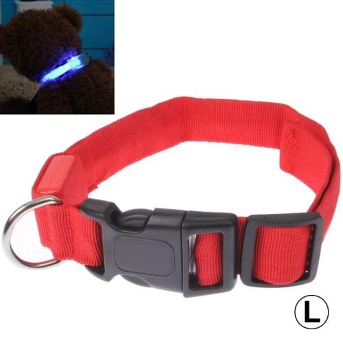 Adjustable 3-Mode LED Flashing Dog Collar, Size: L(Red)