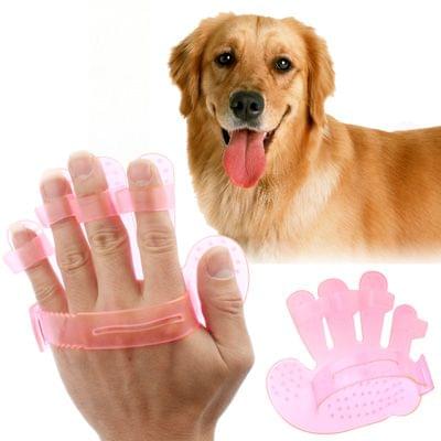 TPU Palm-shaped Pet a Bath Massage Brush(Pink)