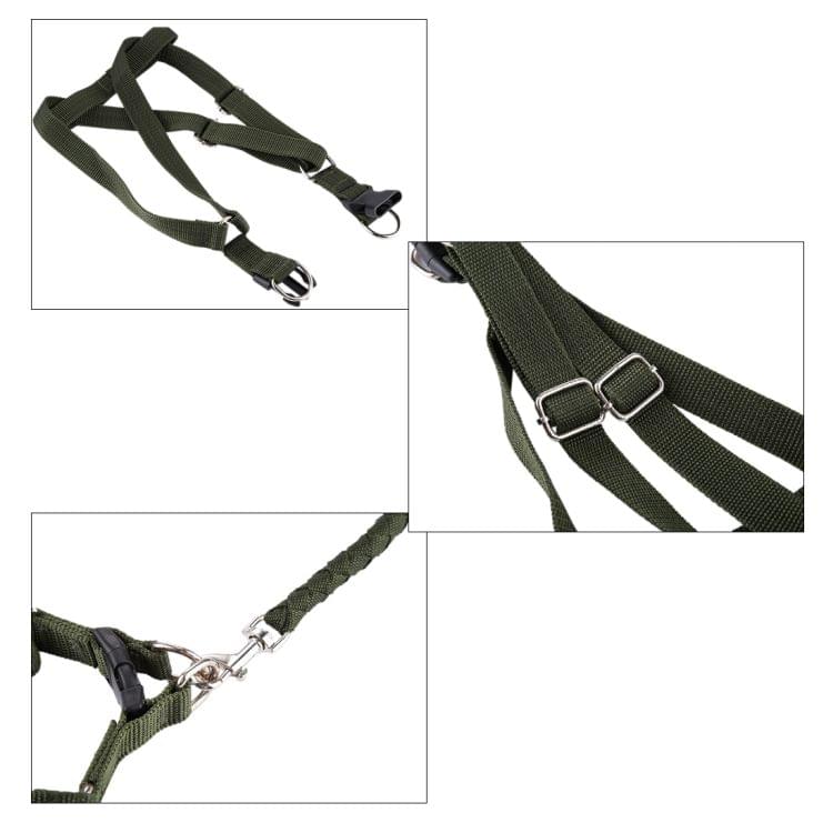 Green Army Pets Harness Training Lead Leash Traction Dog Safety Chain Rope, Rope Diameter: 1.5cm, Back Bandwidth: 2.5cm, Rope Length: 1.0m