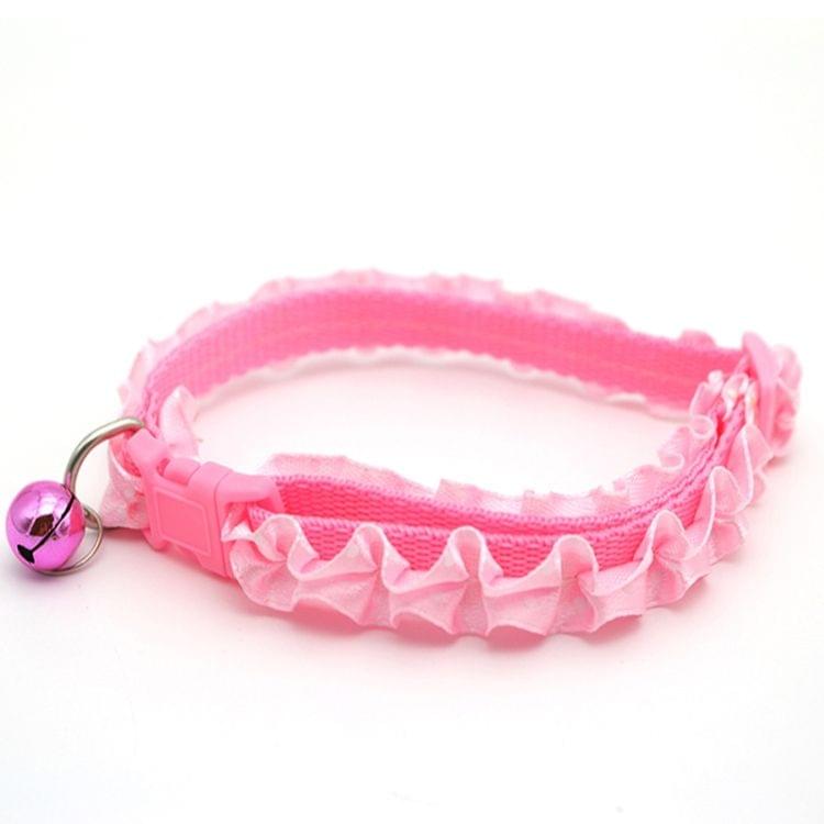 10 PCS Lovely Adjustable Buckle Collar Cat Dog Lace Collar with Bell(Purple)