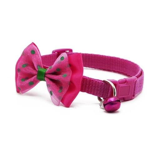 Adjustable Bow Knot Bell Collar Cat Dog Collars Pet Supplies(Wine Red)