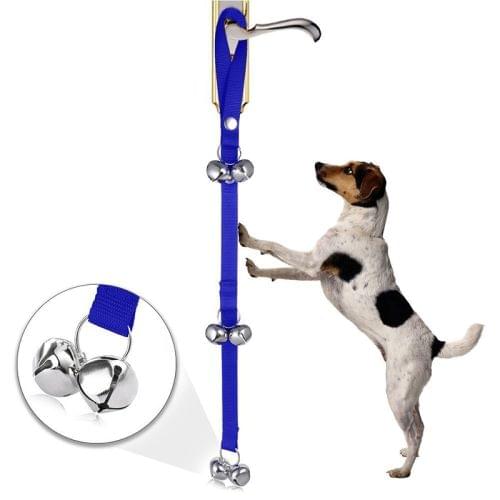 Pet Dog Training Bell Nylon Rope Traction Rope Doorbell Leash Dog Anti-lost Bell with 7 Bells (Blue)