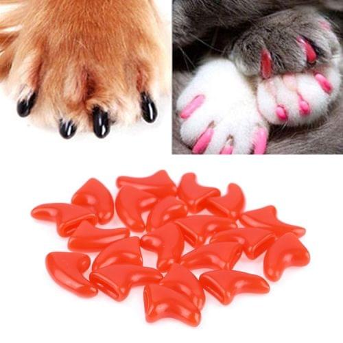 20 PCS Silicone Soft Cat Nail Caps / Cat Paw Claw / Pet Nail Protector/Cat Nail Cover, Size:M(Red)