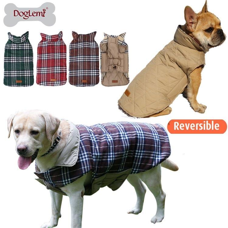 Winter Waterproof Reversible Dog Jacket Warm Plaid Dog Coats Clothes, Size:XXL(Green)