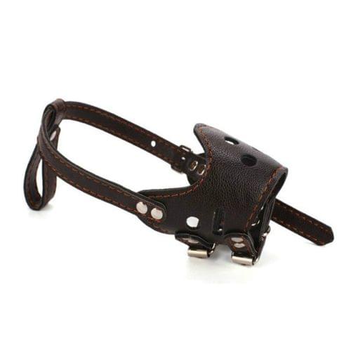 Pet Supplies Dog Mouth Cover PU Anti-bite Anti-calling Large Dog Mask, Size:L(Coffee)
