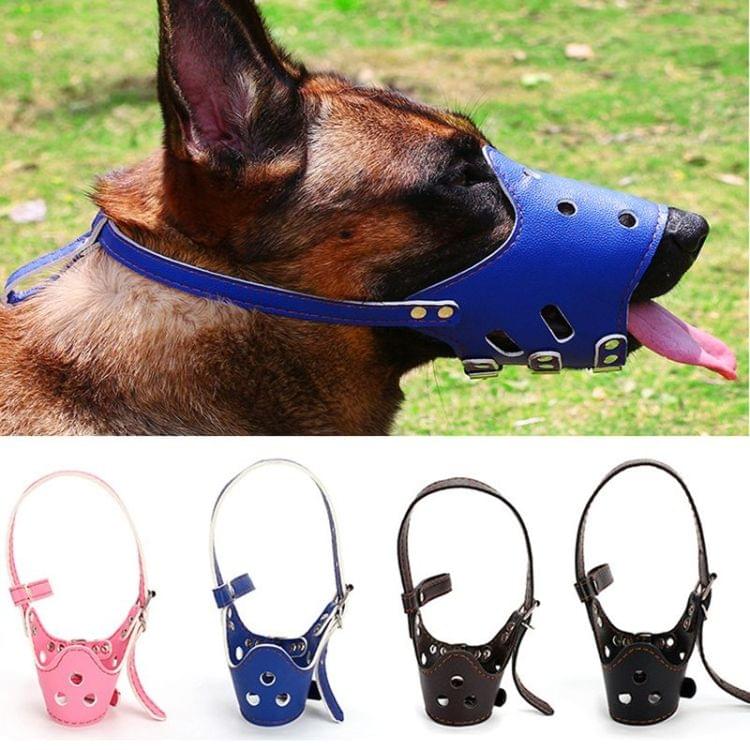 Pet Supplies Dog Mouth Cover PU Anti-bite Anti-calling Large Dog Mask, Size:L(Coffee)