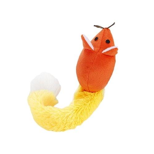 Animal Toy Pet Plush Chew Toy with Catnip Cat Clean Teeth Training Tool(Orange)
