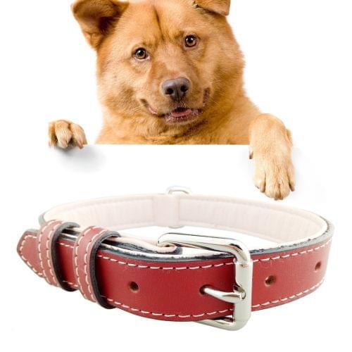 Leather Pet Dog Collar Pet Products Big Dog Collar, Size: L, 2.5 * 51cm(Red)
