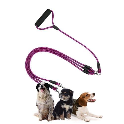 Pet Dog Nylon 3 in 1 Traction Rope Pet Walking Leads With Handle, Length: 124cm(Magenta)