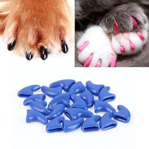 20 PCS Silicone Soft Cat Nail Caps / Cat Paw Claw / Pet Nail Protector/Cat Nail Cover, Size:M(Blue)