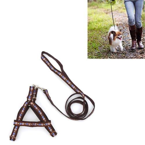 Fashion Nylon Printed Pet Cat Adjustable Harness Lead Leash Collar Belt, L, Adjustable Range: 33-50cm, Length: 120cm(Coffee)