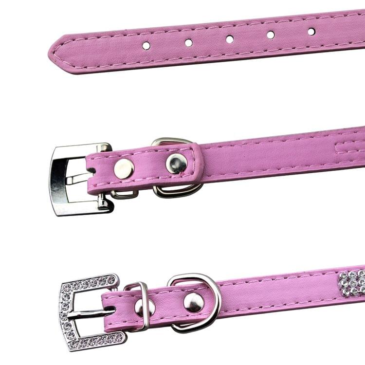 PU Diamond Studded Pet Collar Dog Collar Pet Products, Size: L, 2.5 * 51cm(Pink)