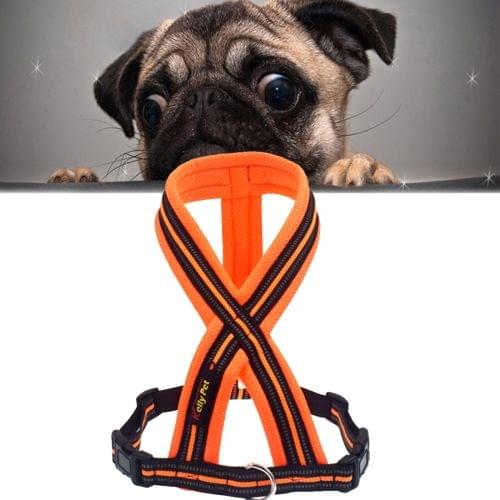 Pet Dogs Nylon Reflective Breathable Comfortable X6 Chest Harness Lead Leash, Width: 2cm, Adjustable Range: 47-60cm(Orange)