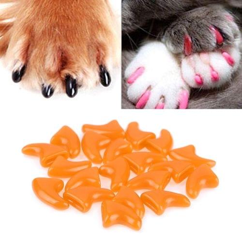 20 PCS Silicone Soft Cat Nail Caps / Cat Paw Claw / Pet Nail Protector/Cat Nail Cover, Size:M(Orange)