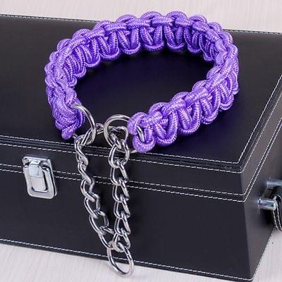 Large Dog German Shepherd Walk the Dog P Chain Necklet Collar for Medium and Large Dogs, Color:Purple(L)