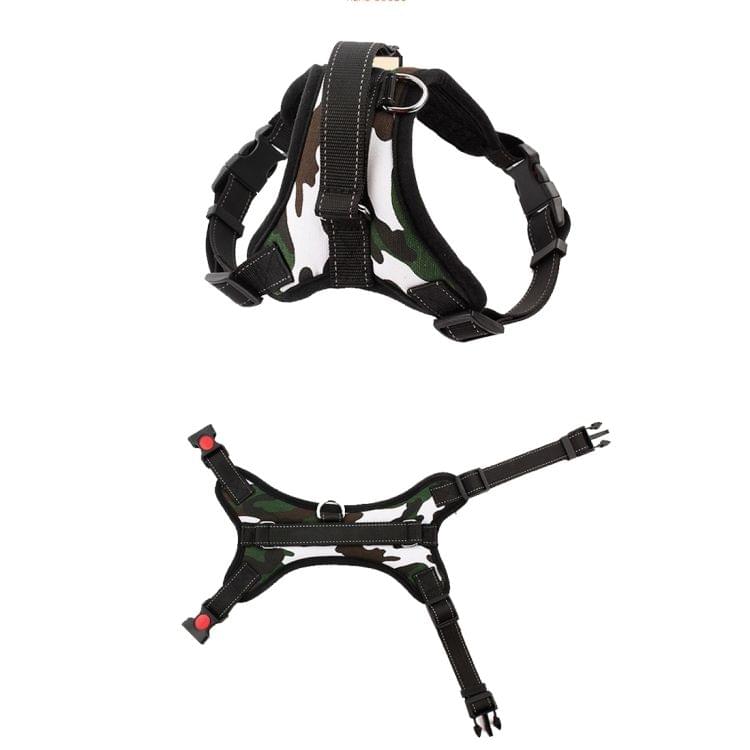 Fashion Nylon Breathable Pet Dogs Adjustable Harness Lead Leash Collar Belt with 3m Reflective Yarn, Size: L, Chest: 63-77cm, Neck: 54-67cm, Random Color Delivery