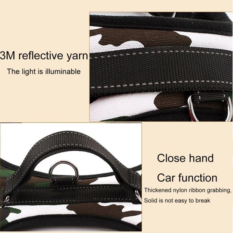 Fashion Nylon Breathable Pet Dogs Adjustable Harness Lead Leash Collar Belt with 3m Reflective Yarn, Size: L, Chest: 63-77cm, Neck: 54-67cm, Random Color Delivery