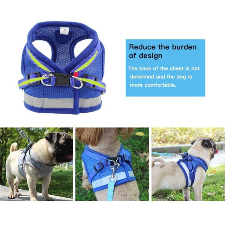 Adjustable Polyester Mesh Reflective Vest Lead Leash for Pet Dog, Size:M(Black)