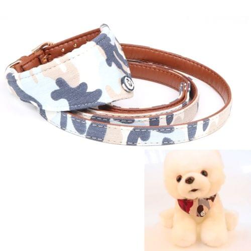 Pet Cat Dog Adjustable Collar Neck Scarf Triangular Bandage Bandana and Leash, Size:1.3 * 42cm(Blue)