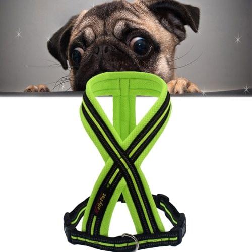 Pet Dogs Nylon Reflective Breathable Comfortable X6 Chest Harness Lead Leash, Width: 2.5cm, Adjustable Range: 60-80cm(Green)