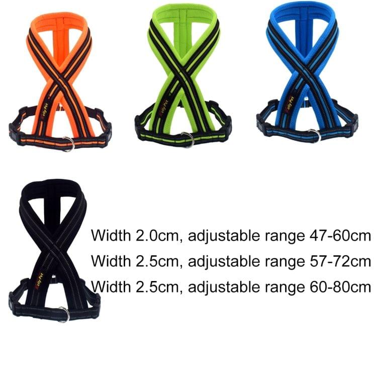 Pet Dogs Nylon Reflective Breathable Comfortable X6 Chest Harness Lead Leash, Width: 2.5cm, Adjustable Range: 60-80cm(Green)