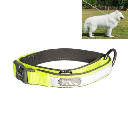 1427 Nylon + Submersible + Reflector Bar Adjustable Dog Collar, Adjustable Range: 2.5x(50-66)cm,Size:L(Green)