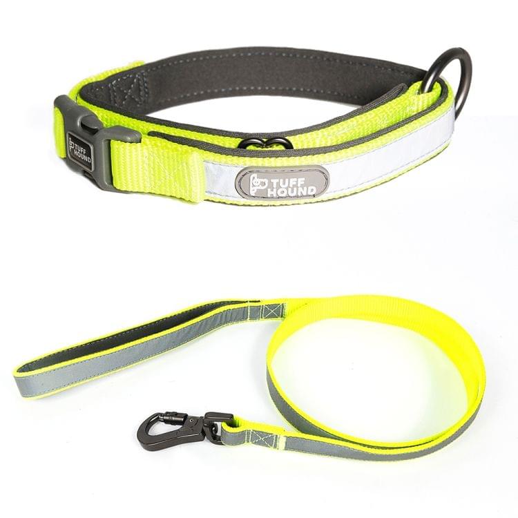 1427 Nylon + Submersible + Reflector Bar Adjustable Dog Collar, Adjustable Range: 2.5x(50-66)cm,Size:L(Green)