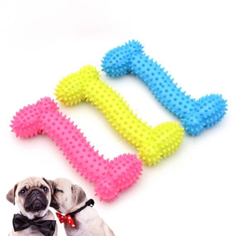 Lovely Rubber Pet Dog Bone Bite Resistant Teeth Cleaning Chew Toy, Random Color Delivery, Size: 15.5cm