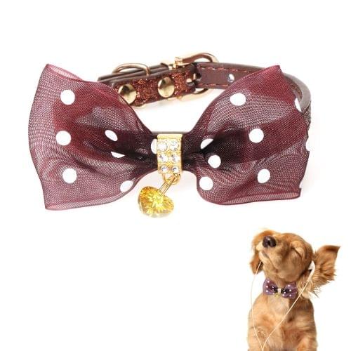 Pet Collar With Bowtie for Medium Small Dog Cat, Size: 1.3 * 35cm(Coffee)