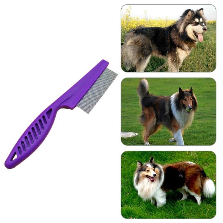 5 PCS Pet Cats Dogs Supplies Combs Fine Toothed Stainless Steel Needle Fleas Removal Combs, Length: 18.5cm (Purple)