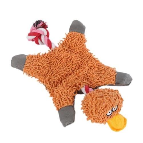 B14302 Cute Papa Duck Plush Dog Toy With Rope(Orange)
