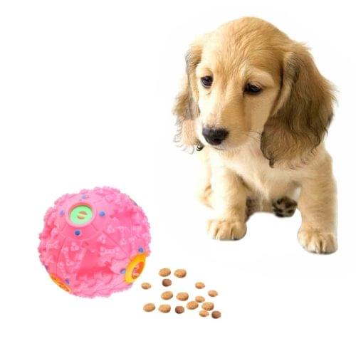Pet Food Dispenser Squeaky Giggle Quack Sound Training Toy Chew Ball, Size: M, Ball Diameter: 9.2cm(Pink)