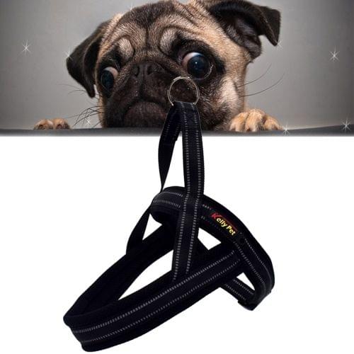 Pet Dogs A7 Reflective Polyester Chest Harness Lead Leash Traction Big Dogs Safety Chain Rope Collar, Size: XS, 2.0*42*50cm (Black)