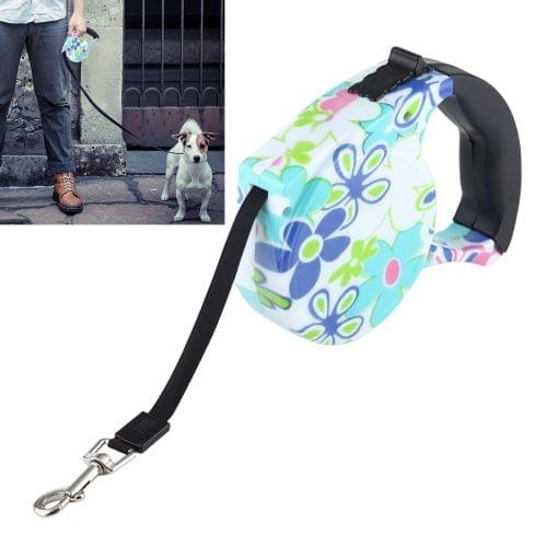 5m Colorful Flowers Pattern Flexible Retractable Dog / Cat Leash for Daily Walking