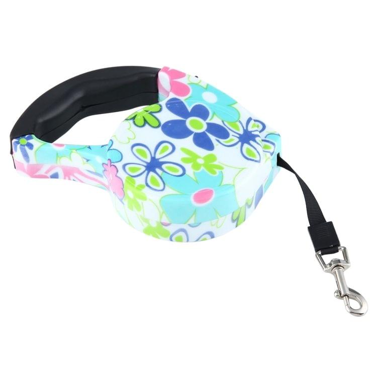5m Colorful Flowers Pattern Flexible Retractable Dog / Cat Leash for Daily Walking