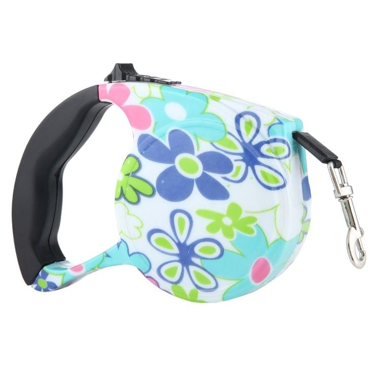 5m Colorful Flowers Pattern Flexible Retractable Dog / Cat Leash for Daily Walking