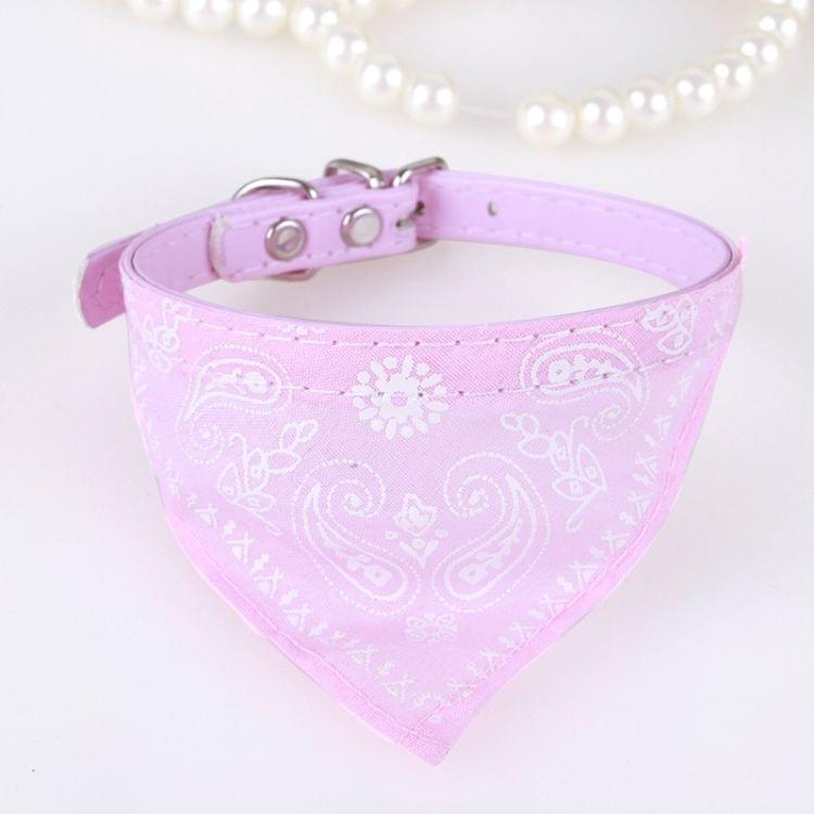 Adjustable Dog Bandana Leather Printed Soft Scarf Collar Neckerchief for Puppy Pet, Size:S(Magenta)