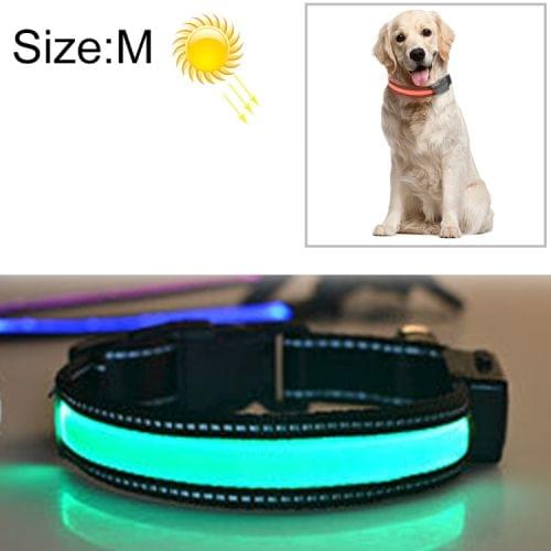 Medium and Large Dog Pet Solar + USB Charging LED Light Collar, Neck Circumference Size: M, 40-50cm(Green)