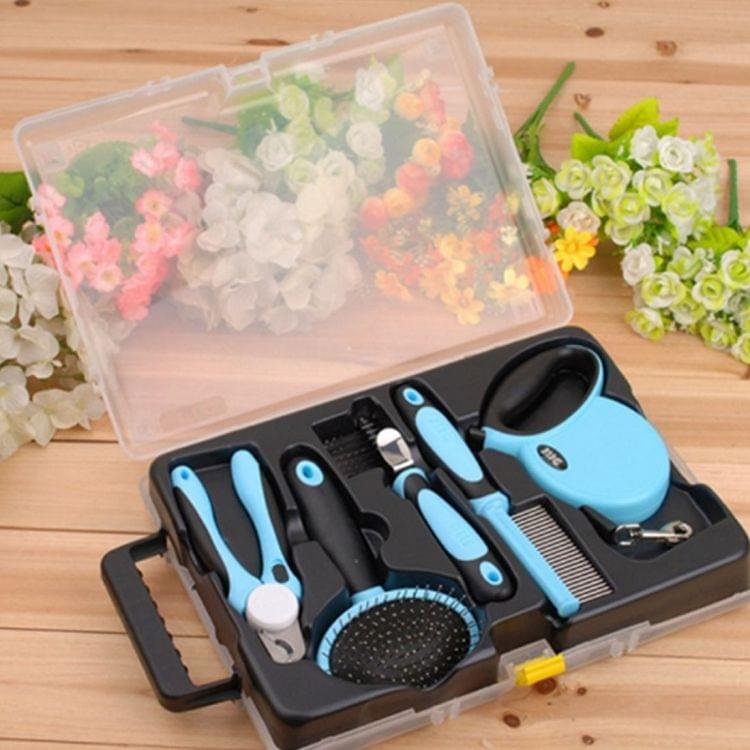 Pet Five Piece Set 3m Retractable Traction Rope + Combs + Detangling Comb + Gilling + Nail Clippers