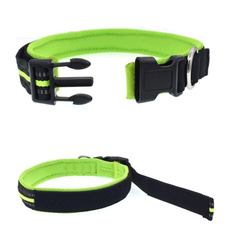 Pet Dogs Polyester Reflective Breathable Pets Collar Traction Lead Leash, Size: L, 2.5*47*54cm (Green)
