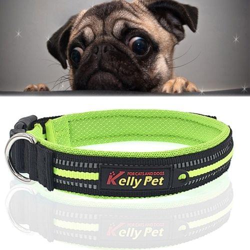 Pet Dogs Polyester Reflective Breathable Pets Collar Traction Lead Leash, Size: L, 2.5*47*54cm (Green)