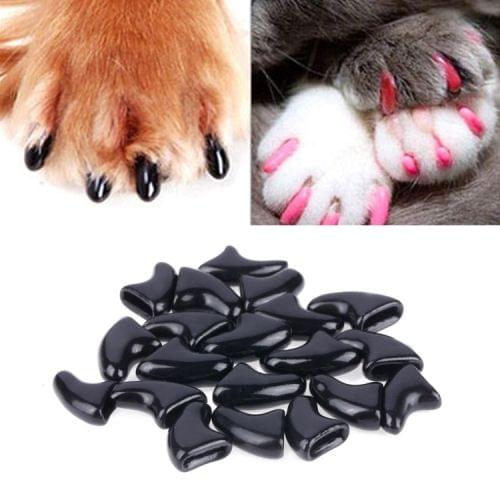 20 PCS Silicone Soft Cat Nail Caps / Cat Paw Claw / Pet Nail Protector/Cat Nail Cover, Size:M(Black)