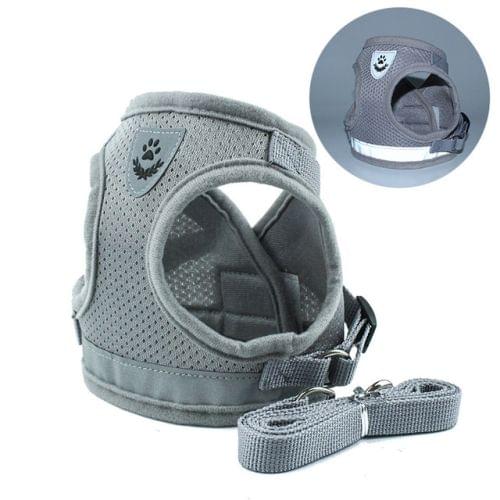 Adjustable Polyester Mesh Reflective Vest Lead Leash for Pet Dog, Size:S(Grey)